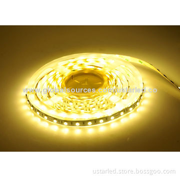 SMD2835 IP67 Orange Flexible LED Strips, DC 12V, 60pcs/m, 20-22lm/LED, 10mm PCB White Board, Epistar
